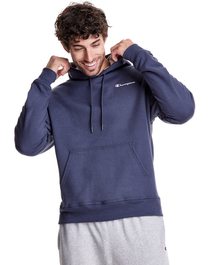 Champion Powerblend Fleece Script Logo Hoodie Heren - Blauw - Belgie 6397ROMHY